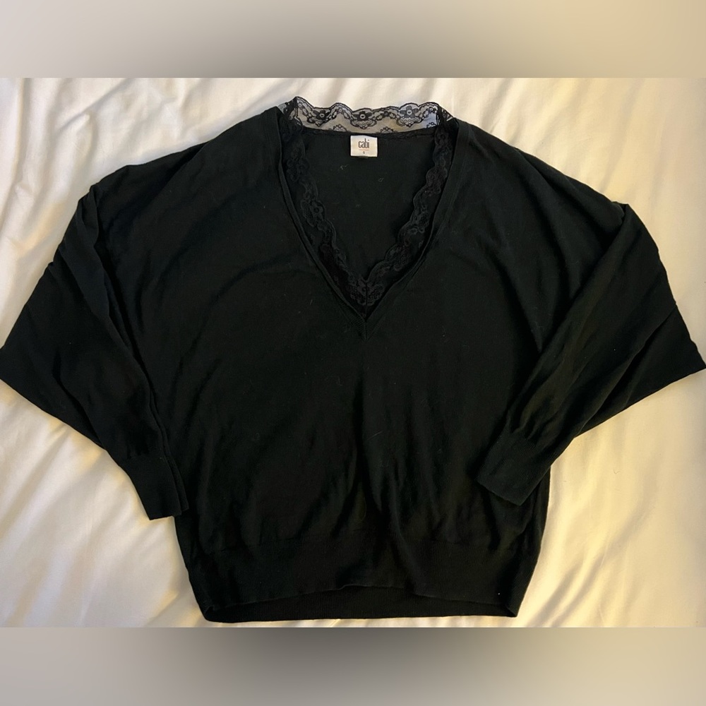 CABI Union V-Neck lightweight knit sweater , Small